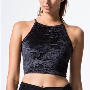 Chill by will black crushed velvet alive crop top
